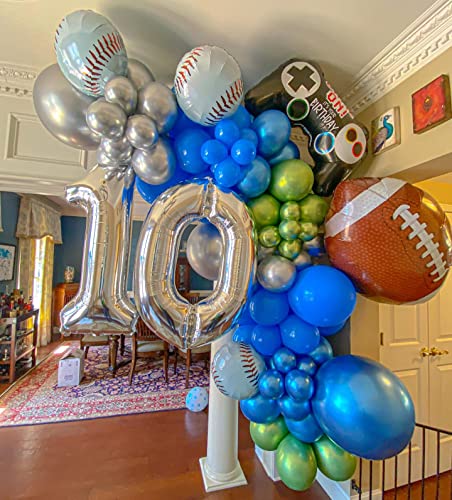Image of 40 Inch Silver 10 Number Balloons Giant 10 Balloons Silver Birthday 10 Balloons 10th Birthday Anniversary Events Party Decorations Supplies