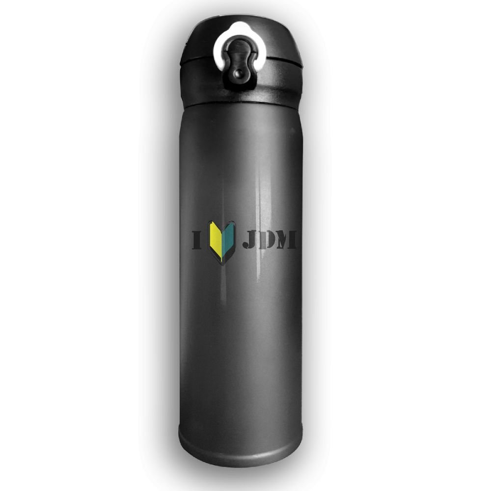 Stainless Water Bottle Designed I Love Jdm,Sports Drinking Bottle,Leak-Proof Vaccum Cup,Travel Mug,With Bounce Cover,Black