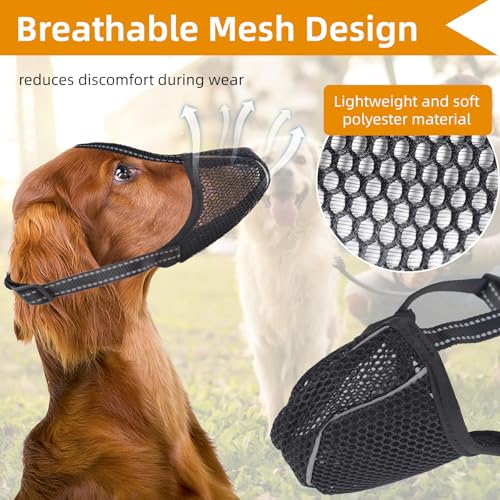 Große Maulkorb, Netzmaulkorb Weicher, Hundemaulkorb Verstellbare für Mittelgroße und Große Hunde, Atmungsaktiv Maulkorb Reflektierende, Hunde Mesh Prevent Beißen Kauen