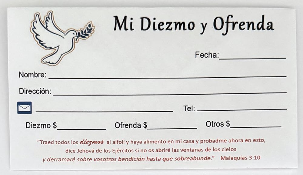 SOBRE PARA DIEZMOS Y OFRENDAS (214 Unidades)