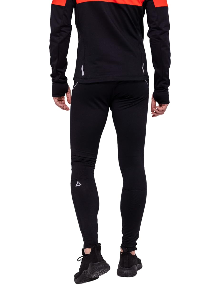 Airtracks Herren Winter Funktions Laufhose Lang Pro Line - Thermo Running Tight - Lauftight - Warm - Atmungsaktiv - Reflektoren