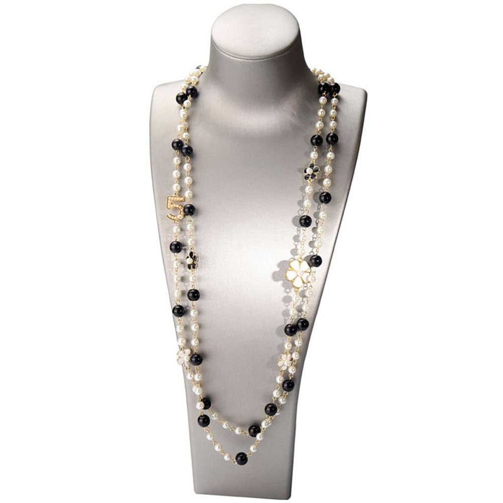 Akls Akls Mujeres Colgantes Largos Collar de Perlas en Capas 5 Joyería de Fiesta de Flores