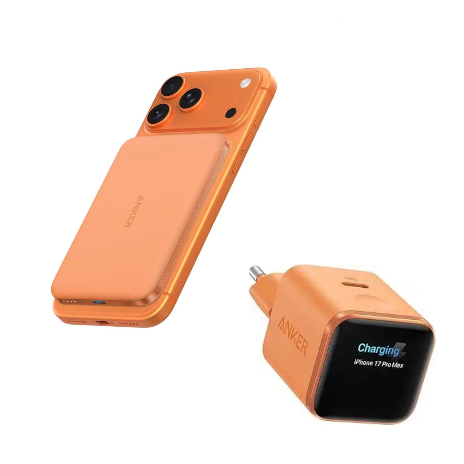 Anker Chargeur USB C à écran Intelligent 45W+Anker Nano Batterie Externe Magsafe certifiée Qi2 15W magnétique Ultra-Fine 5000 mAh