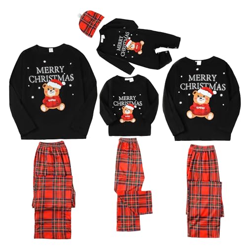 YALLET Matching Family Pajama Sets Cozy Christmas Parent-Child Pajama Holiday Sleepwear Homewear Xmas Pjs Loungewear