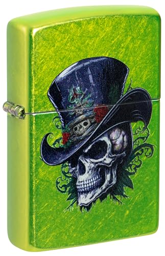Image of Zippo Lurid Skull Top Hat - Color Image Design, Classic Matte Finish, Pocket Fuel Refillable Windproof Lighter, BIS Certified