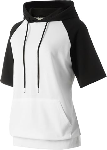 GIVON Womens Comfortable Short Sleeve Hoodie Pullover Hooded Sweatshirt with Kangaroo Pocket