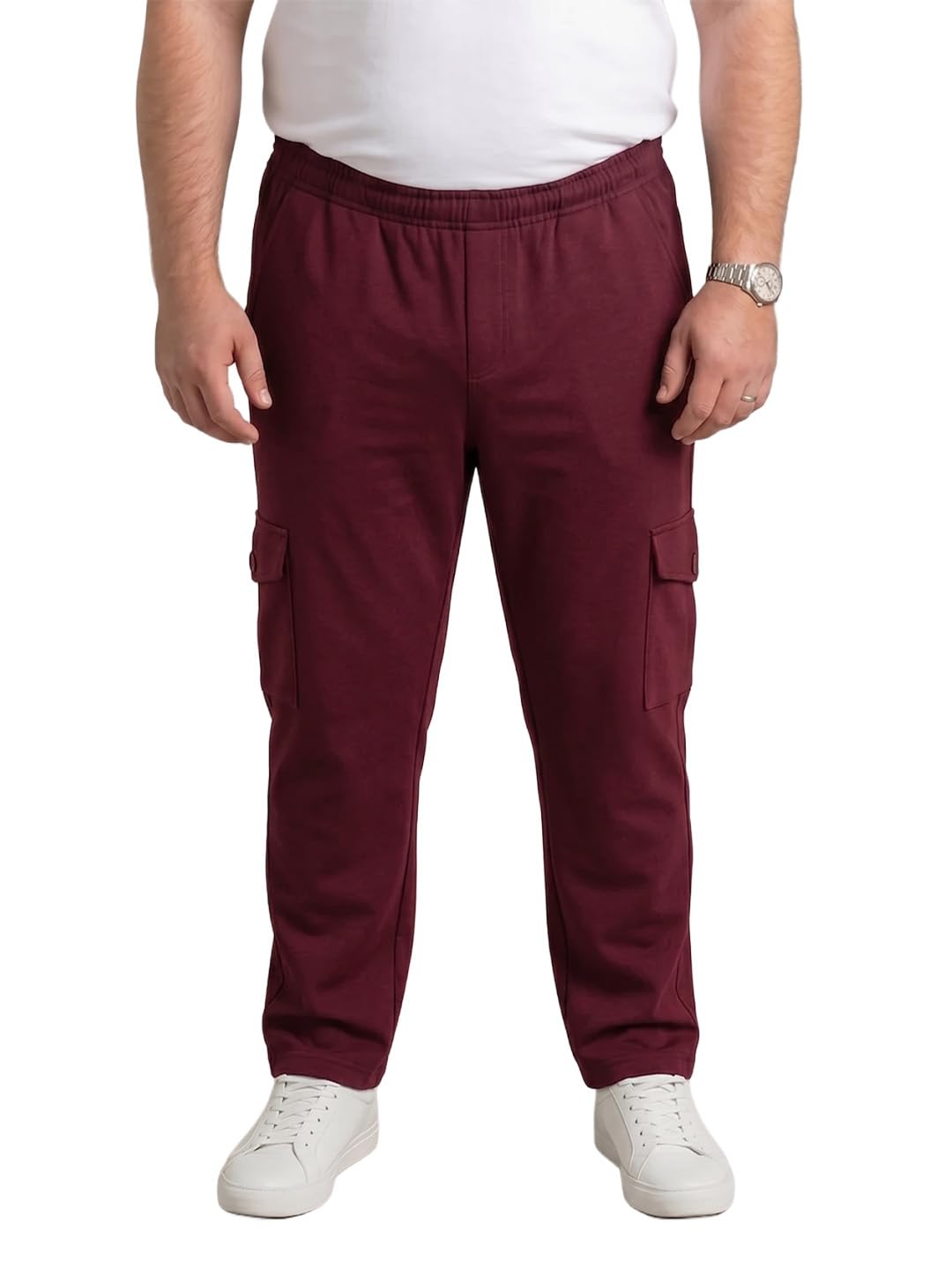 bigbanana Men Plus Size Maroon Solid Trackpant-picture-34