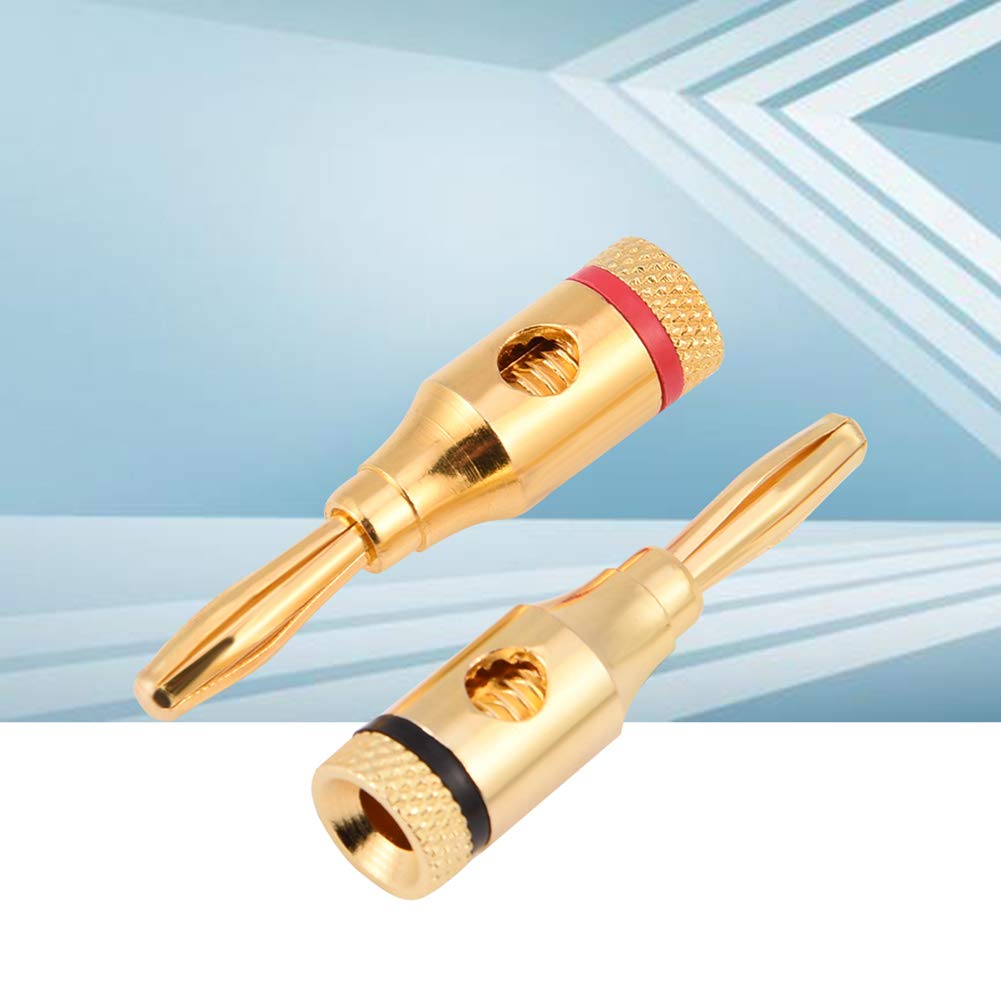 Spina A Banana, 4 Pezzi BA1403R Connettori A Banana Impilabili Con Bloccaggio Ad Angolo Spine A Banana Per Altoparlanti Placcati In Rodio, Per Cavo Dell'altoparlante, Ricevitore AV, Amplificatore, Suo - Foto 2