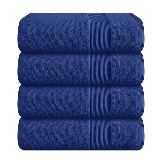Belizzi Home 4 Pack Bath Towel Set 27x54, 100% Ring Spun Cotton, Ultra Soft Highly Absorbent Machine Washable Hotel Spa Quality Bath Towels for Bathroom, 4 Bath Towels - Navy Blue