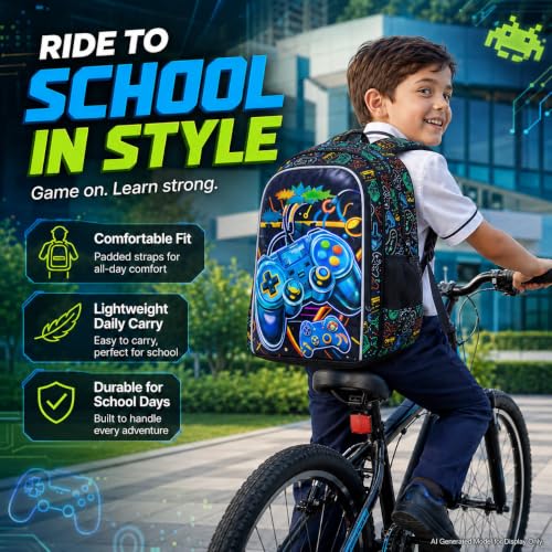 Image of WZLVO 3PCS Dinosaur Backpack for Boys, 16 Inch Kids Water Resistant Preschool Elementary Kindergarten Bookbags and Lunch Box | Kids