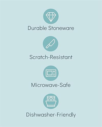 Miniatura 5 de Juego de vajilla de gres para 8 personas, 24 piezas, juego de platos y cuencos de estilo moderno de cerámica, platos y cuencos aptos para microondas