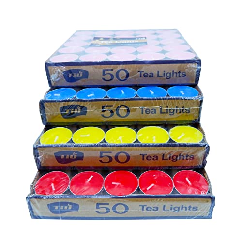 Unscented Tea Lights Candles In Bulk 200 In 4 Colors, Smokeless And Long Lasting Paraffin Tea Candles Mini Tealight Candles For Home, Pool, Shabbat,Emergencies,Weddings And Birthday Party #TOP2