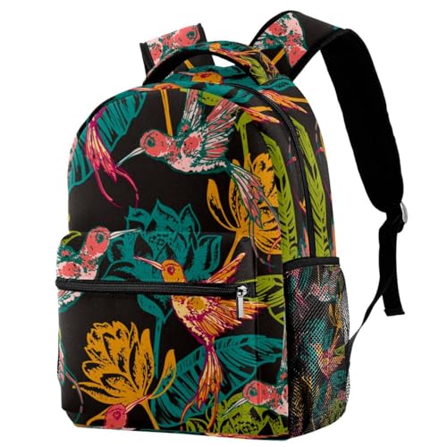 Sac à dos d'école colibris tropicaux pour adolescentes et garçons 40cm