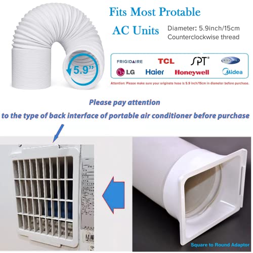 Portable Air Conditioner Exhaust Hose Coupler, 5.9 Inch / 6 Inch Coupling, Square To Round Window Adapter, A/C Unit Tube Connector, Mobile Air Conditioning Accessories #TOP2