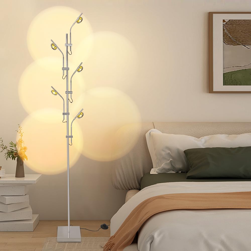Lampada Da Terra Sunset Halo A 5 Teste - 3000K Con Filtri Colore Intercambiabili - Altezza 175 Cm