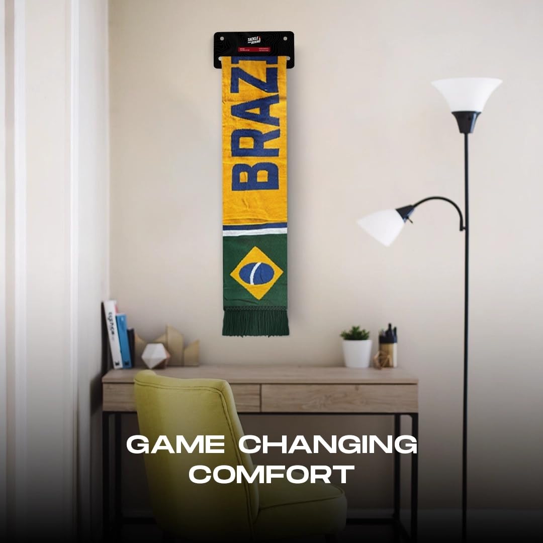 TACKLE FROM BEHIND Brazil Knitted Football Scarf, 100% Wool, 48" x 7", Soft and Warm, Gift for Football Fans 2