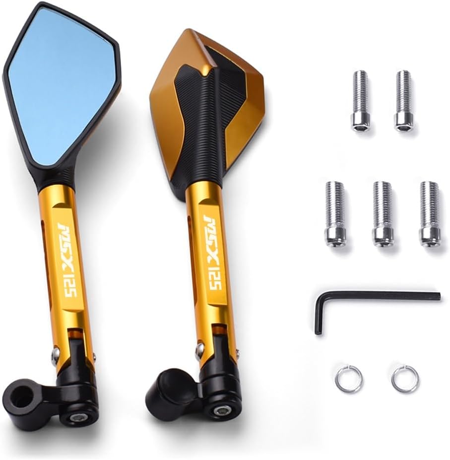 For Hon&da MSX125 Grom MSX125SF MSX 125Grom 125 125SF Motorcycle CNC Aluminum Mirrors Moto Rearview Side Mirror(Gold)