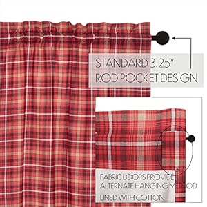 Vhc brands 2 pieces braxton scalloped valance curtains 2 panels 16×90  urban country home decor