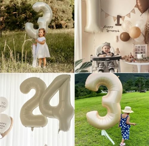 Image of 2 Balloon Numbers Birthday Decorations, 40In Cream Balloons for Men Women | Eye-catching Appearance, Perfect Decorative Centerpieces, Convenient Self-sealing Structure, Widely for Various Occasions