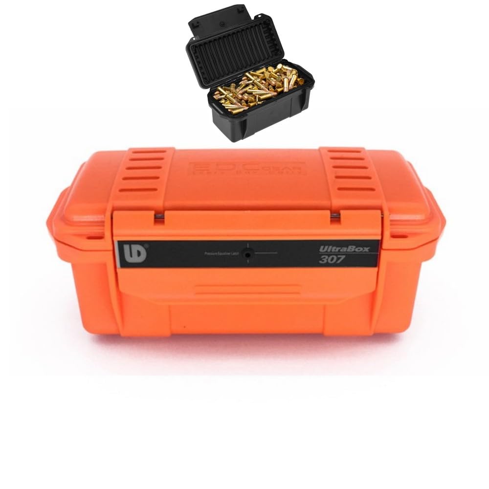 ACEXIER Scatola di immagazzinaggio tattico del proiettile Scatola di munizioni antiurto Contenitore sigillato da caccia all'aperto con tampone ammortizzante per la caccia (Orange)