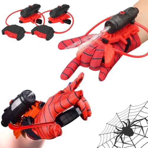 Spider Web Water Gun Shooter Summer Water Toy for Boys 3 4 5 6 7 8 Funny Children Educational Toys Spider Gloves Hero Cosplay Gift for Kids2PCS)