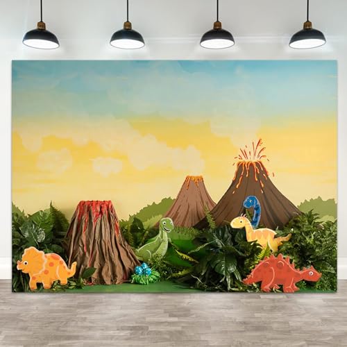 Fondo fotográfico vinilo 7x5ft tema dinosaurios miniatura 1