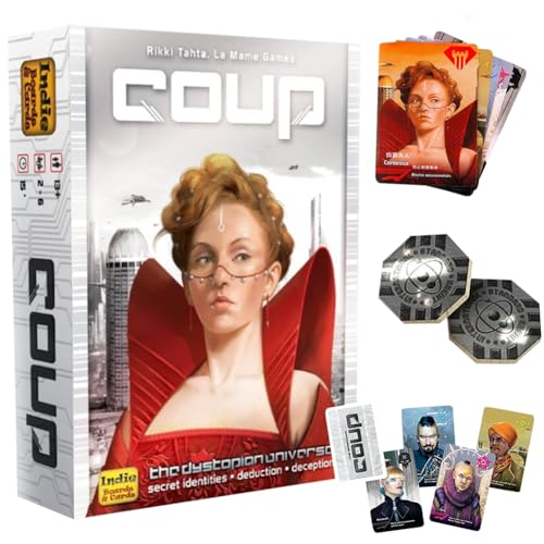 WFKKMEQ Coup Card Game Game from the world of The Resistance 2-6 Players 15 Min Fun Bluffing Family Games Party strategy Card Games for adults and kids 14 years and older