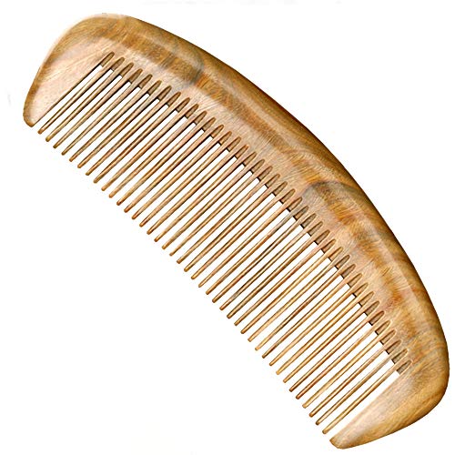 GLAKCO Wooden comb,Handmade Natural Sandalwood Hair Combs,Anti-Static Sandalwood Scent Natural Hair Detangler Comb (Arc)