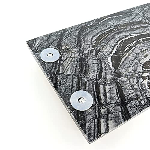 Bustledust Luxury Black Marble Decorative Tray With Silver Handles, Handmade Marble Tray, Dresser Organizer Tray, Jewelry Serving Tray(Black 11.8 X 7.9 X 0.39In) #TOP2