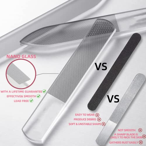 Redflow SF007 Glass Nail File,Nail Buffer Set Contains 2 Nano Glass Nail Files And 1 Nano Glass Foot File,Professional Manicure Set,Nail Files thumb #1