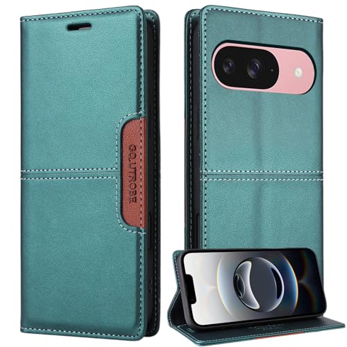 MUSECRASH Google Pixel 9 / 9 Pro �p �蒠�^ �X�}�z�P�[�X ���z�^ [RFID�u���b�L���O] �J�[�h���[�t�� ����PU���U�[ �ϏՌ� �}�O�l�b�g�� �X�^���h�@�\ �S�ʕی� (�O���[��, Google Pixel 9 / Pi