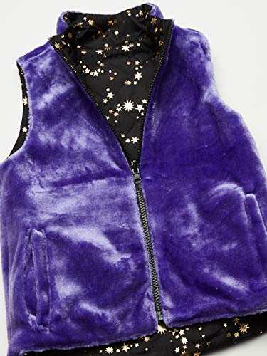 Spotted Zebra Toddler Girls' Reversible Plush Vest, Black/Purple/Gold, Stars, 3T #TOP1