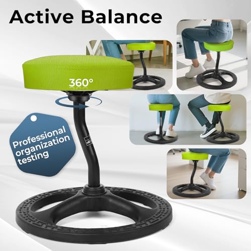 Image of ADHD Chair for Kids, Yoga Chairs for Adults, Wobble Stool Active Flexible Seating Desk Chair with Non-Slip Base and Washable Seat Cover for Stability, Balance, Yoga, Office, School, Classroom