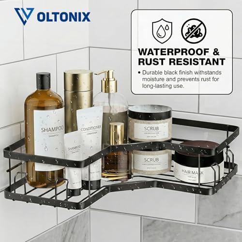 Image of Corner Shelf /Rack for BathroomWithout Drill Wall Metal Self Adhesive Bathroom Shelf /Shelf for Kitchen Corner Rack Wall Mounted Bathroom Fittings /Storage (4-Hook)