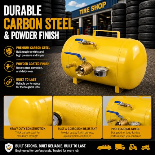 Image of XtremepowerUS 5-Gallon Heavy Duty Tire Bead Seater Air Blaster, 145 PSI Air Cannon with Pressure Gauge, Fast Tire Seating Inflator for Trucks, Tractors, ATVs, RVs, Pickups, Cars & Off-Road Vehicles