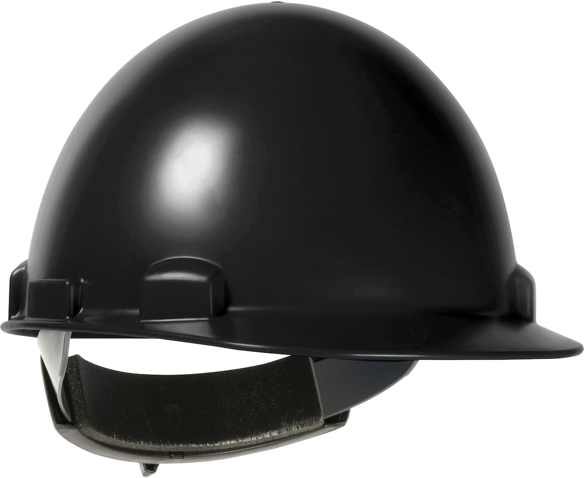 Dynamic Stromboli Cap Style Hard Hat, Smooth Dome ABS/Polycarbonate Shell, Type 1, Class E, 4-Point Suspension, Wheel Ratchet Adjustment, High Heat Resistant, Black (280-HP841SR-11)