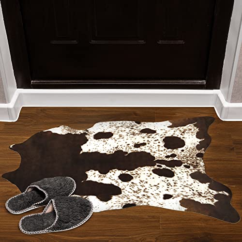 Foxmas Faux Cowhide Rug Cow Print Rugs For Bedroom Living Room, Western Home Decor Cow Hide Animal Rug, Cow Print Western Rugs, Faux Fur Fabric Rug Animal Print Carpet, 2.3X3.6 Feet #TOP2