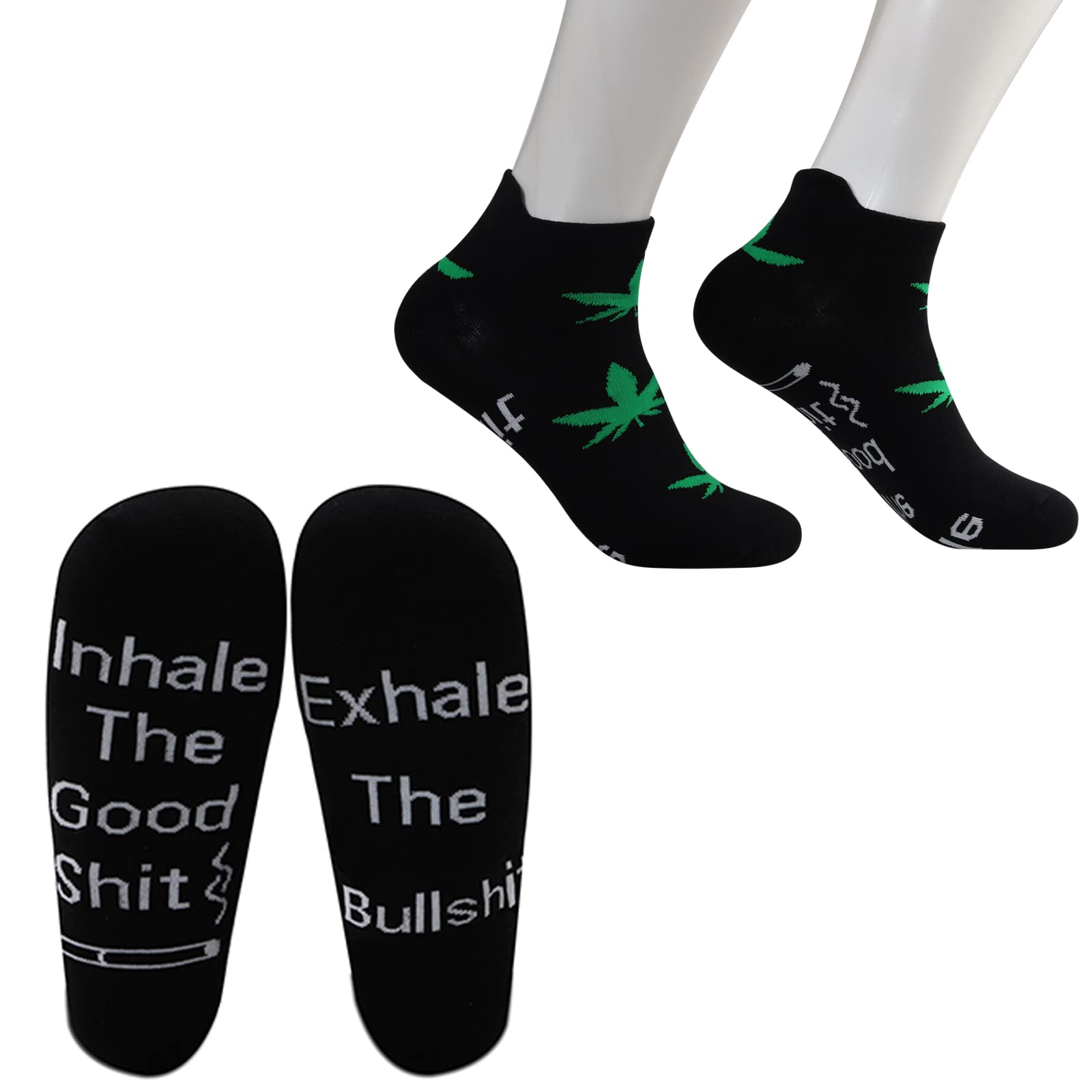 MBMSO Marijuana Weed Socks 2 Pairs Inhale the Good Shit Exhale the Bullshit Socks Marijuana Gifts Funny Stoner Gifts