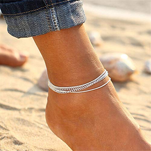Ellepigy Beach Bracelet de Cheville Accessoires de chaîne de Pied avec Perles réglables pour Femmes et Filles, doré