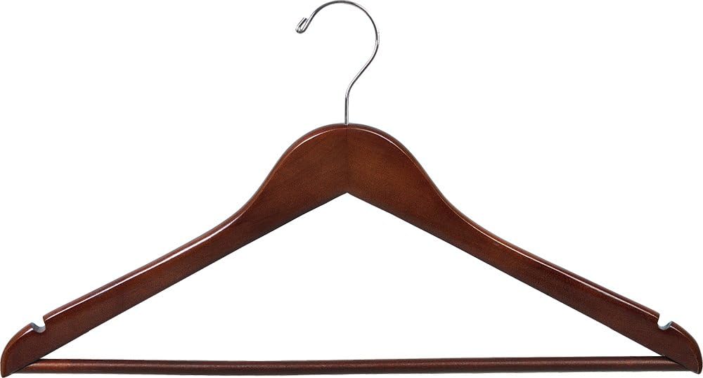 The Great American Hanger Company Wooden Suit Clothing Hangers, Walnut