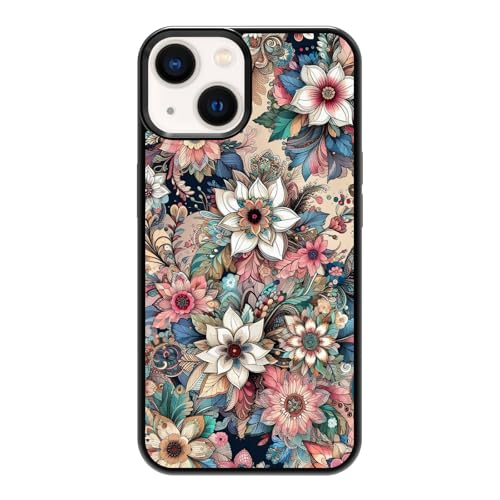 qizjio Mandala Flower Phone Case Shockproof Protective Retro Floral Phone Cases for iPhone 13/14