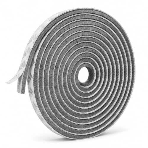 Bantie 20FT Brush Weather Stripping Self-Adhesive Pile Door Seal Strip for Sliding Doors and Windows Felt Weatherstrip Draft Stopper Soundproof Dustproof Window Gap Seal Gray