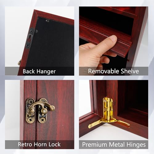 Image of GMFrames 18x24 Wooden Shadow Box Frame with Removable Shelves Deep Display Case for Military Medals Keepsakes Cherry