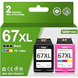 67XL Printer Ink Compatible for HP 67XL Ink Cartridges Black Color Combo Pack Compatible for HP Ink 67 Fit for DeskJet 2700e 2700 2855e 2827e 2755e 2755 4155e 4255e for Envy 6000 6055e 6400 Printer