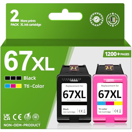 67XL Printer Ink Compatible for HP 67XL Ink Cartridges Black Color...