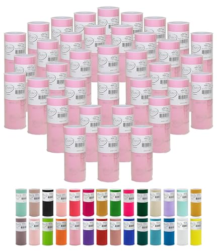Image of Expo International Value Pack of Decorative Matte, 36 Rolls /Spools of 6 inch Tulle, 6 Inch x 25 Yards (Pack of 36), Pink