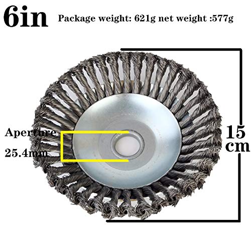 N/B Lawn mower weed mower brush, solid wire wheel weed trimmer head weed cleaning tool, for garden care (6Inch)