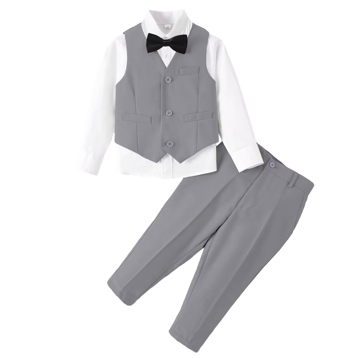 Baby Boys 4Pcs Tuxedo Suits Toddler Formal Complete Dress Suit Set