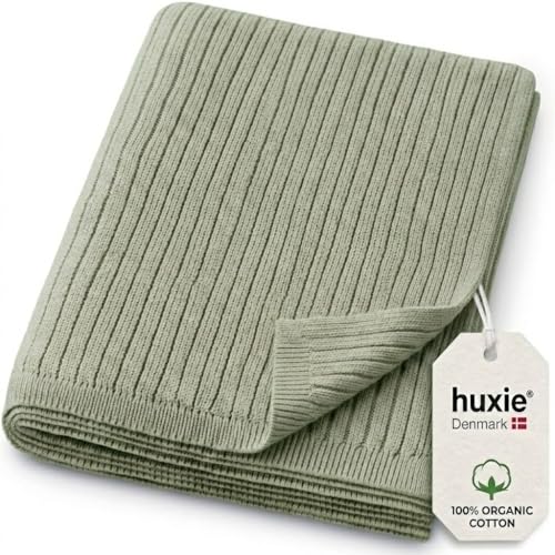 Image of Knitted Organic Cotton Baby Blanket- Swaddle Blanket, 30" x 40" Soft Receiving Blanket for Newborn (Roman Green)