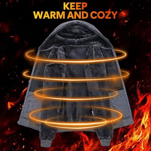 Image of yuyangdpb Men's Zip Up Hoodie Heavyweight Fleece Sherpa Lined Sweatshirt Jackets Winter Warm Coats